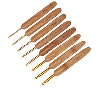KIMISS Conjunto de Ganchos de Crochet Ergonómicos - 8pcs de bambú Agujas de Tejer para Principiantes y Artesanos Experimentados, Ideales para Bufandas, Suéteres, Más