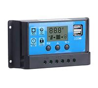 KIMISS Controlador Solar USB Dual 12V 24V 30A Controlador de Carga de Energía Solar Regulador de Salida LCD PWM Automático para Baterías de Plomo-ácido + Regulador Inteligente para Paneles Solares
