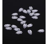 KIMISS Coser Diamantes de Imitación, 200 Piezas, Adornos Artesanales en Forma de Gota con Parte Posterior Plana para Proyectos de Moda, Diseño de Agujeros Dobles para una Fácil Aplicación (WHITE)