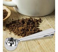 KIMISS Cuchara Medidora Agitadora de Acero Inoxidable 2 en 1 con Clamp/Holder de Cuchara de café de Doble Medida con Clamp/Holder de Sellado para Cocina y Cafetería