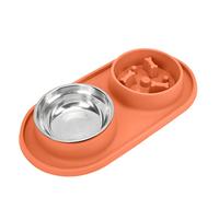 KIMISS Cuencos Dobles para Mascotas para Perros y Gatos, Cuencos de Comida y Agua Antideslizantes Extraíbles con Alfombrilla de Silicona para una Alimentación Cómoda (Orange)