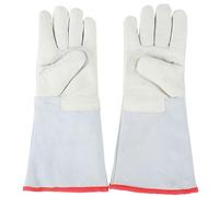 KIMISS de Nitrógeno Líquido, 40 Cm de Largo Tratamiento Criogénico de GNL Trabajo de Seguridad 180 ℃ a 250 ℃ Guante Protector Algodón de Piel de Vacuno Criogénico para Estaciones de Servicio y