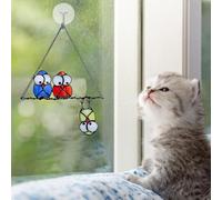 KIMISS Decoración Colgante de Búho de Metal - Decoración de la Ventana Colgante de Aleación de Zinc para Al Aire Libre en Interiores, Ideal para Dormitorio, Jardín y Hogar (azul+rojo+amarillo)