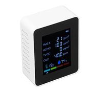 KIMISS Detector de Calidad del Aire 6 en 1, para Hogar y Oficina, Mide CO2, PM2.5, TVOC y HCHO, con USB y Pantalla LCD, Portátil y Preciso