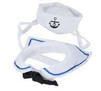 KIMISS Disfraz de Marinero para Perros y Gatos, Conjunto de Capa y Gorro de Algodón Ajustable para Fiestas de Navidad Sesiones de Fotos