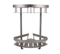 KIMISS Estante Organizador de Esquina para Ducha, Estante de Almacenamiento para Baño Montado en la Pared para Artículos de Tocador, Aluminio de 2 Niveles para Ahorrar Espacio