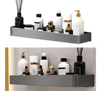KIMISS Estantes de Almacenamiento de Pared para Baño - Estante Flotante para Ducha de Aluminio Espacial en Gris, 30 Cm - Estante de Pared para Baño Moderno con Orificios de Drenaje (una Sola Capa)