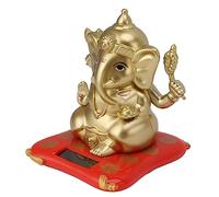 KIMISS Estatuilla de Ganesha para Coche, Dios Elefante hindú, decoración Solar para salpicadero, Figura India, artesanía Religiosa, Escultura Elefante