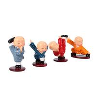 KIMISS Estatuillas de Pequeño Monje Kungfu, decoración para hogar, 4 Piezas de Resina, Regalo Original y Ornamentos para Escritorio