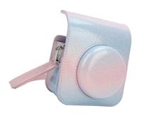 KIMISS Estuche para Cámara Instantánea, Bolsa Protectora de Cuero PU a Prueba de Lluvia y Arañazos con Correa para el Hombro para Mini 12 (Azul Rosado)