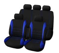 KIMISS Fundas de Asiento de Coche Ajuste Universal 5 Asientos Juego de Protectores Delanteros y Traseros para Vehículo Automotriz Tela de Poliéster Azul Negro Accesorio Interior Lavable