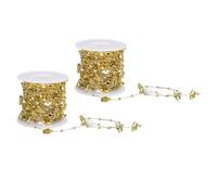 KIMISS Guirnalda de Cuentas de Estrella de 2 Rollos para árbol de Navidad y Decoración de Boda, Guirnalda de Hilo de Cuentas Plateadas Cortables de 10m para Decoración del Hogar (Gold)