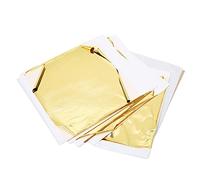 KIMISS Hojas de Pan de Oro de Imitación para Artes y Manualidades, 100 Piezas de Láminas Cortables de 5,5x5,5 Pulgadas para Proyectos Dorados, de Decoración de Uñas y de Pintura