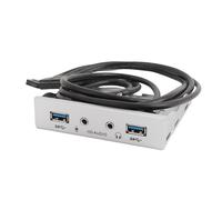 KIMISS Hub de Panel Frontal USB 3.0 para Carcasas de Computadora de 3,5 Pulgadas, Adaptador de Unidad de Disquete con Interfaz de Sonido HD de 19 Pines (Plata Blanco)