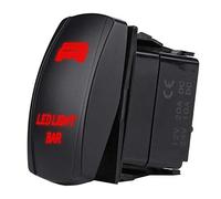 KIMISS Interruptor basculante 5 pines LED 12V/24V, para coche/barco/camión, resistente al agua, SPST encendido/apagado, luz roja