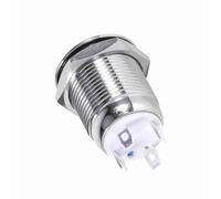 KIMISS Interruptor de Botón Momentáneo LED Verde de Alto Descarga, Resistente Al Agua de 12mm para Uso, Interruptor de Metal Duradero de 4 Pines (BLUE)