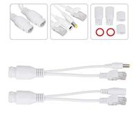 KIMISS Inyector Divisor de Cable Adaptador PoE Pasivo de 12 V Resistente Al Agua para Cámaras IP y Dispositivos de Red: Alcance de 30 a 40 M, Conexión Segura, Fácil de Instalar (White)