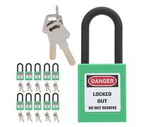 KIMISS Juego de 10 Candados de Seguridad de 38 Mm para Ingeniería, Aislamiento y a Prueba de Polvo, Ideales para Fábricas, Sitios de Construcción, Hospitales, Productos Químicos (GREEN)