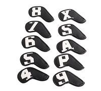 KIMISS Juego de 10 Fundas de Hierro para Palos Impermeables de PU, Funda Protectora para Cabeza de Hierro de Costura Fina con Bordado Digital Colorido para una Fácil Identificación del Palo