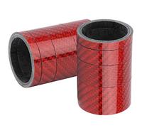 KIMISS Juego de 2 Espaciadores de Auriculares de Bicicleta de Fibra de Carbono - Arandelas de Vástago de 5 Mm/10 Mm/15/20 para Ajuste de - Arandelas de Fibra de Carbono Livianas y Fuertes para (Rojo)