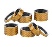 KIMISS Juego de 2 Espaciadores de Auriculares de Bicicleta de Fibra de Carbono - Arandelas de Vástago de 5 Mm/10 Mm/15/20 para Ajuste de - Arandelas de Fibra de Carbono Livianas y Fuertes para (Gold)