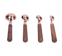 KIMISS Juego de 4 Tazas Medidoras de Oro Rosa y Cucharas Medidoras de Acero Inoxidable para Hornear y Cocinar, Ergonómico de Nogal, Herramientas de Cocina Aptas para Lavavajillas (Juego de 4
