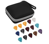 KIMISS Juego de Bolsa para Púas de Guitarra con 15 Púas, Soporte de Almacenamiento Grande de EVA, Accesorios para Guitarra (Negro Gris)