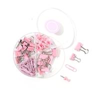 KIMISS Juego de Clips y Clips de Papel Surtidos para la Escuela y el Hogar - Pasadores de Metal Multifunción con Caja de Almacenamiento (Rosáceo)