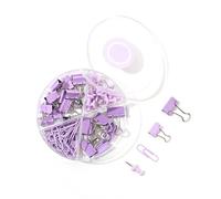 KIMISS Juego de Clips y Clips de Papel Surtidos para la Escuela y el Hogar - Pasadores de Metal Multifunción con Caja de Almacenamiento (PURPLE)