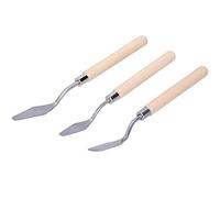 KIMISS Juego de Cuchillos Profesionales para Pintura Al óleo, 3 Cuchillos de Pintura de Acero Inoxidable con Mangos de Madera, Ideal para Acrílico, Raspado de Arte