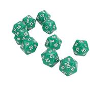 KIMISS Juego de Dados Poliédricos de 10 Piezas: Dados de Plástico de 20 Caras para Juegos de rol de Mesa, Juegos de rol, Aprendizaje de Matemáticas y Actividades Ambientales (Green)