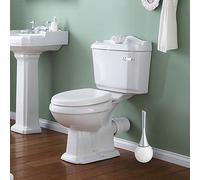 KIMISS Juego de Escobilla y Soporte para Inodoro de Primera Calidad con Base de Acero Inoxidable para Baños modernos: Diseño Elegante, Fácil Limpieza (fondo blanco)