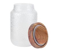 KIMISS Juego de Frasco de Vidrio con Tapa de Madera Hermética - Botes de Almacenamiento Versátiles para café, Bocadillos, Nueces y Más - Organizadores de Cocina Reutilizables Ecológicos (700ML)