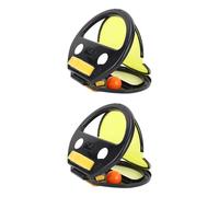 KIMISS Juego de Juego de Pelota para Niños y Adultos: Juguete de Raqueta de Lanzamiento Manual para Diversión y Fitness con 4 Pelotas (Black)