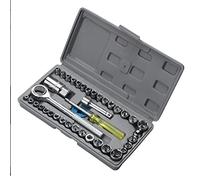 KIMISS Juego de Llaves de Vaso con Accionamiento de 40 Piezas, Tamaños SAE y Métricos, Kit de Herramientas Portátil para Reparación de Automóviles, Uso Doméstico, Incluye Trinquete, Varilla de