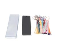 KIMISS Juego de Marcapáginas en Blanco con Borlas de Colores para Proyectos Creativos, Incluye Fundas Protectoras y Marcapáginas de Papel con Esquinas Redondeadas (BLACK)