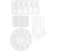 KIMISS Juego de Paleta y Raspador de Pintura de Plástico de 8 piezas: Herramientas de Pintura Reutilizables y Fáciles de Limpiar para Acuarela, Acrílico Arte de Medios Mixtos