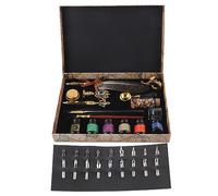 KIMISS Juego de Pluma de Estilo europeo: Pluma Retro con Tinta, de Vidrio, Cera y Accesorios de Sello para Caligrafía Elegante y Escritura de Cartas (SP271931R gris dorado espolvoreado (de