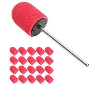 KIMISS Juego de Tapas de Lijado para Decoración de Uñas, 20 Unidades de Bandas de Lijado y Eje para Taladro de Uñas, Brocas para Pulir y Lijar (rojo)