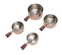 KIMISS Juego de Tazas Medidoras de Acero Inoxidable para café y Horneado, 4 Tazas Apilables para con Asas de Madera para Uso en la Cocina