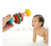 KIMISS Juguete de Agarre de Madera Segura para Bebés - Juguetes para Bebés para Infantiles Musicales Tempranos - Anillo, Flor y Tres Tipos de Sonajeros (Tres anillos)