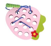 KIMISS Juguete de Rosca de Cordones de Madera - Gusano Montessori Comiendo Rompecabezas de Hilo de Frutas, Juego de Viaje para el Desarrollo de la Campana Temprana (Tipo 1)