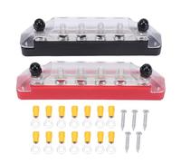 KIMISS Kit de Barra Colectora de 12V 48V Bloque de Distribución de Energía de Latón 150A 6 Postes M6 Base de Nailon Cubierta de PC para Coche RV Camión Barco Cableado de Batería Marina