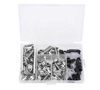 KIMISS Kit de Tornillos de carenado-Duokon Carenado Fasteners, 158Pcs/Set Pernos de carenado universales Kit de Llave de Juntas Accesorio de Motocicleta(Plata)
