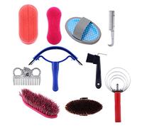 KIMISS Kit Profesional de Cuidado de Caballos con Cepillos y Peine de Curry para el Cuidado Ecuestre - Juego de Herramientas de de Caballos de 10 Piezas para una Limpieza Eficaz