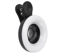 KIMISS Lente Macro 15X con Mini Clamp/Holder Anillo de Luz, Cámara de Teléfono Accesorios de Video Fotográfico Relleno Portátil de 2800 a 6500K para Grabación de Fotografía Rosa Atenuación (Black)