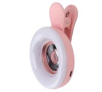 KIMISS Lente Macro 15X con Mini Clamp/Holder Anillo de Luz, Cámara de Teléfono Accesorios de Video Fotográfico Relleno Portátil de 2800 a 6500K para Grabación de Fotografía Rosa Atenuación (Pink)