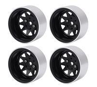 KIMISS Llantas de Metal de 1,9 Pulgadas, Cubo de 10 Orificios Triangulares para Coche de Escalada AXIAL SCX10 1/10 RC, Alto Rendimiento, 4 Uds. (Black)
