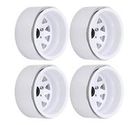 KIMISS Llantas de Metal de 1,9 Pulgadas, Cubo de 10 Orificios Triangulares para Coche de Escalada AXIAL SCX10 1/10 RC, Alto Rendimiento, 4 Uds. (White)