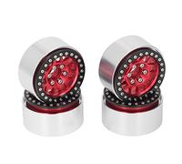 KIMISS Llantas RC Beadlock de 1,9 Pulgadas SCX10, Cubo de Rueda de Aleación de Aluminio 1/10 Coche Trepador de Control Remoto (Rojo)